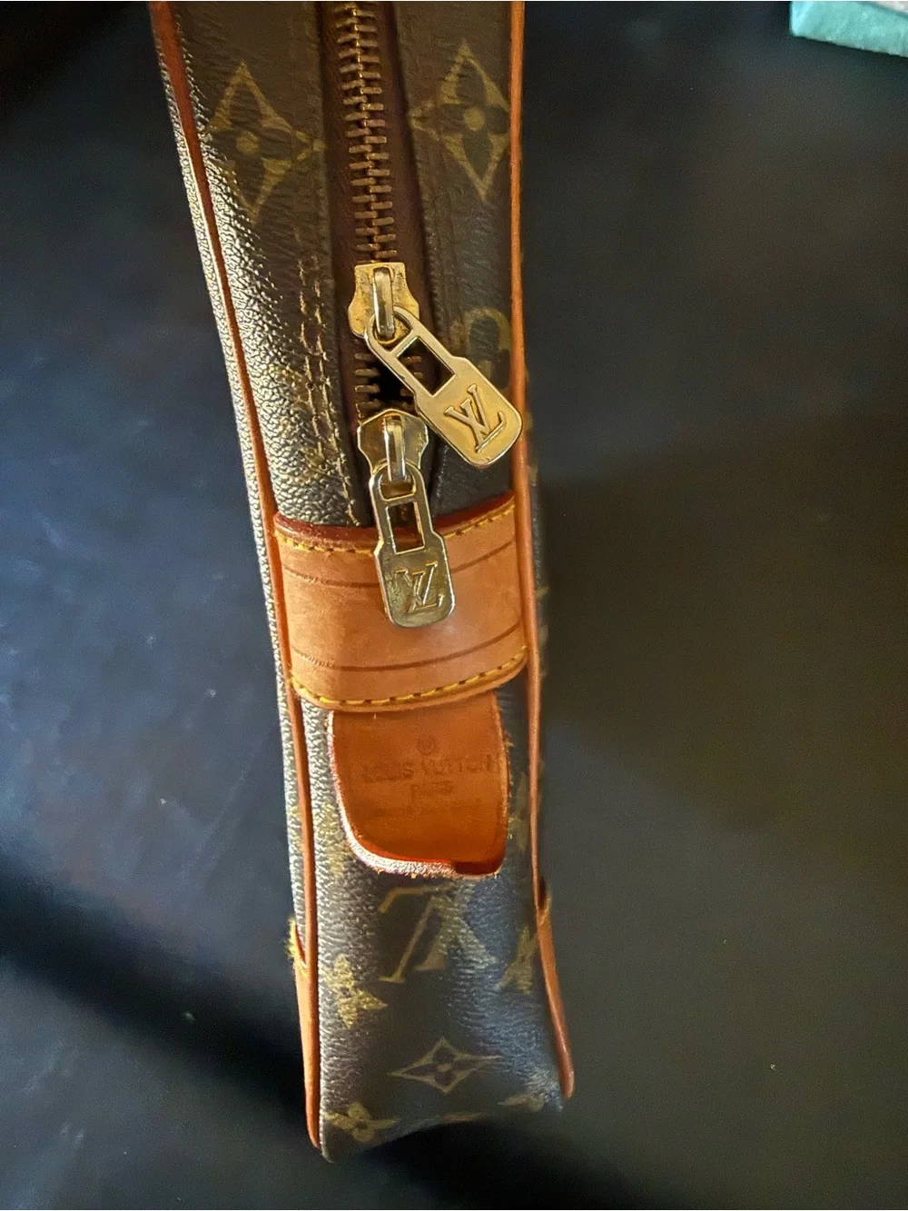 Louis Vuitton Monogram Canvas Briefcase with Tan Leather Trim